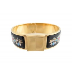 BRACELET HERMES CLIC CLAC LARGE 200 MM METAL DORE & EMAIL IMPRIME NOIR 545€