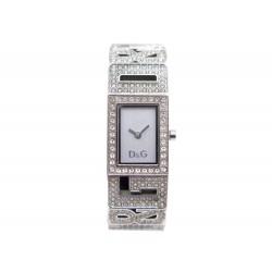 MONTRE DOLCE & GABBANA 23 MM QUARTZ ACIER METAL ARGENTE STRASS WATCH STEEL 300€