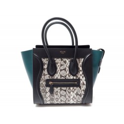 NEUF SAC CELINE 167794 LUGGAGE MICRO MULTICOLORE CUIR BLEU SERPENT PURSE 3200€