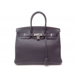 NEUF SAC A MAIN HERMES BIRKIN 35 CUIR TAURILLON CLEMENCE RAISIN 