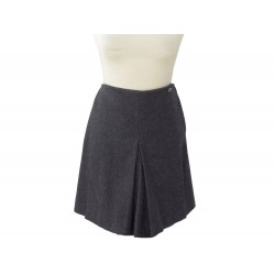 NEUF JUPE SHORT CHANEL T 36 S EN LAINE GRISE BIJOU LOGO CC GRAY WOOL SKIRT 1000€