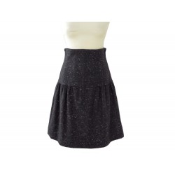 NEUF JUPE CHANEL P39000 EVASEE MI LONGUE T 36 S EN LAINE NOIRE SKIRT 1500€