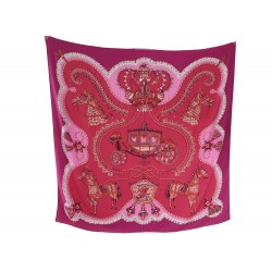 NEUF CHALE HERMES PAPEROLES CACHEMIRE SOIE ROSE FUSHIA CARRE FOULARD SHAWL 930€