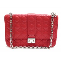 NEUF SAC A MAIN CHRISTIAN DIOR LOCK 30 CM EN CUIR CANNAGE ROUGE 