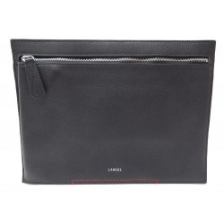 NEUF SAC POCHETTE A MAIN LANCEL EN CUIR GRAINE NOIR BLACK CLUTCH PURSE 250€