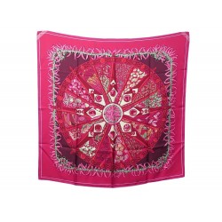 FOULARD HERMES AUX PAYS DES EPICES ANNIE FAIVRE CARRE SOIE ROSE BOITE SCARF 360€