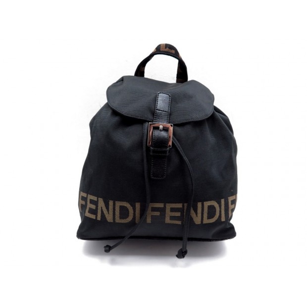 SAC A MAIN A DOS FENDI 23 CM EN TOILE MONOGRAMME CUIR NOIR HAND BAG BACKPACK