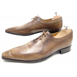 CHAUSSURES GERARD SENE RICHELIEU CUIR MARRON PATINE 9 43 + POCHON BERLUTI 