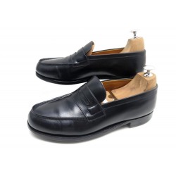 CHAUSSURES JM WESTON MOCASSINS 180 7.5E 42 LARGE EN CUIR BOX NOIR SHOES 590€