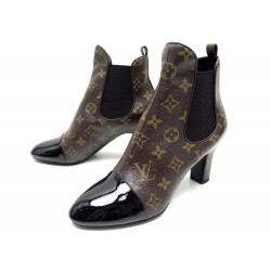 NEUF BOTTINES LOUIS VUITTON REVIVAL ANKLE BOOTS 39.5 EN TOILE MONOGRAM SHOE 900€