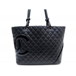 SAC A MAIN CHANEL CAMBON CABAS EN CUIR MATELASSE NOIR LOGO CC TOTE BAG 1900€