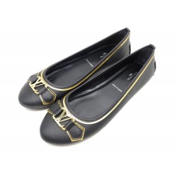 NEUF CHAUSSURES LOUIS VUITTON OXFORD FLAT BALLERINA 39 EN CUIR NOIR SHOES 425€