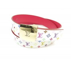 NEUF CEINTURE LOUIS VUITTON M9682 T 80 LOGO TOILE MONOGRAM MULTICOLORE BELT 420€