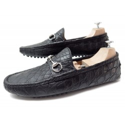 CHAUSSURES GUCCI MOCASSIN CROCODILE NOIR 10.5 