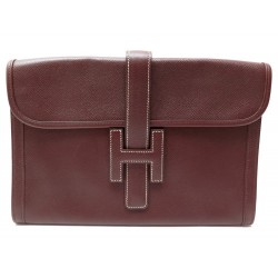 NEUF SAC A MAIN HERMES JIGE PM POCHETTE EN CUIR EPSOM MARRON MEIL CLUTCH 2000€