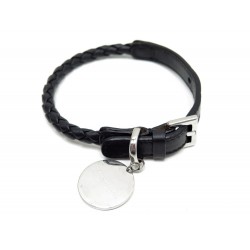 COLLIER POUR CHIEN BOTTEGA VENETA CUIR TRESSE NOIR 24 A 29 CM DOG NECKLACE 275€