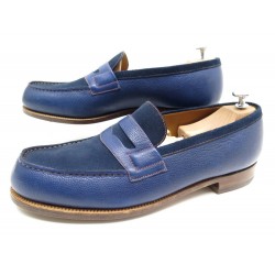 NEUF CHAUSSURES JM WESTON MOCASSIN 180 L'ETE INDIEN 9C 43 CUIR & DAIM BLEU 670€