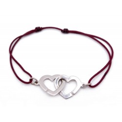 NEUF BRACELET DINH VAN DOUBLE COEUR R9 OR BLANC 