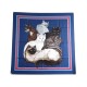 NEUF RARE FOULARD HERMES LES CHATS EN SOIE BLEUE CARRE 90 CM SILK SCARF BLUE NEW