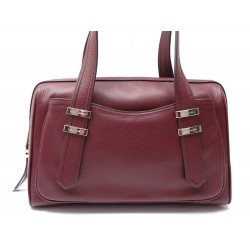 NEUF SAC A MAIN LANCEL LULLI BOWLING A06621 EN CUIR GRAINE BORDEAUX BAG 525€