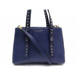 NEUF SAC A MAIN MARC JACOBS MINI T M0011998 BANDOULIERE EN CUIR GRAINE BLEU 395€