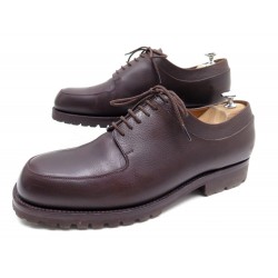 CHAUSSURES JM WESTON 131 9.5D 43.5 DERBY A PLATEAU EN CUIR GRAINE MARRON 