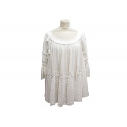 NEUF HAUT TOP BLOUSE CHLOE 16SHT32 MILK T 40 BRODERIE ANGLAISE 