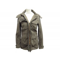 VESTE PHILIPP PLEIN STRASS TETE DE MORT CW220553 T 36 S COTON KAKI JACKET 1980€