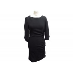 NEUF ROBE AZZARO KITHLEEN BOUTON STRASS T38 M EN SOIE NOIRE BLACK DRESS 950€