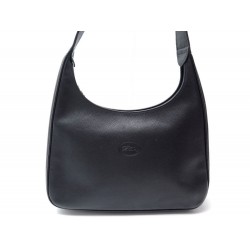 SAC A MAIN LONGCHAMP LUNE EN CUIR GRAINE NOIR BLACK LEATHER HAND BAG PURSE 600€