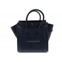 SAC A MAIN CELINE LUGGAGE MICRO EN CUIR BLEU HAND BAG BLUE LEATHER PURSE 2250€