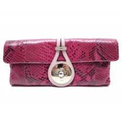 NEUF SAC A MAIN CHLOE POCHETTE EN CUIR DE PYTHON FUSHIA LEATHER CLUTCH BAG 950€