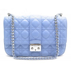 NEUF SAC A MAIN DIOR LOCK 25 CM BLEU & ARGENT 