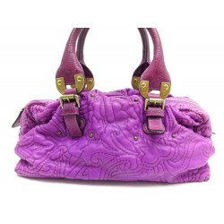 SAC A MAIN ETRO BOSTON PORTE MAIN EN CUIR FUSHIA EMBOSSED LEATHER HAND BAG