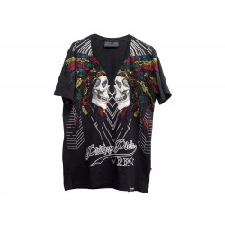 T SHIRT PHILIPP PLEIN V-NECK SS ALO S17C-MTK0115 52 L TETE DE MORT TSHIRT 535€