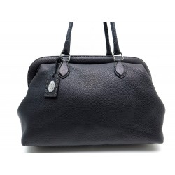 SAC A MAIN FENDI DOCTEUR EN CUIR NOIR GRAINE DOCTOR BAG 