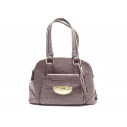 SAC A MAIN LANCEL ADJANI GM A03432 EN CUIR FACON CROCO GRIS TAURE PURSE 1250€