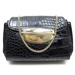 NEUF SAC A MAIN LANCEL ADJANI POCHETTE CUIR FACON CROCO HAND BAG PURSE 