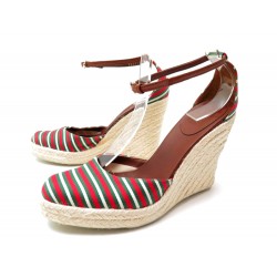 CHAUSSURES GUCCI 171562 37 IT 38 FR ESPADRILLES A PLATEFORME TOILE WEB SHOE 450€