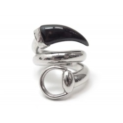 BAGUE GUCCI MORS 331453 T 52 EN ARGENT 925 & CORNE 12 GR STERLING HORN RING 450€