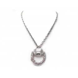 NEUF COLLIER GUCCI METAL ARGENTE ET CRISTAL 