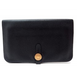 PORTEFEUILLE HERMES DOGON DUO EN CUIR TOGO NOIR WALLET BILLFOLD BLACK 1500€