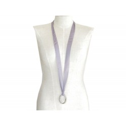 COLLIER CHRISTIAN DIOR SAUTOIR RUBAN 110CM EN METAL ARGENTE NECKLACE RIBBON 490€