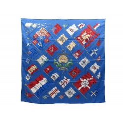 NEUF FOULARD HERMES PAVOIS BLEU + BOITE 