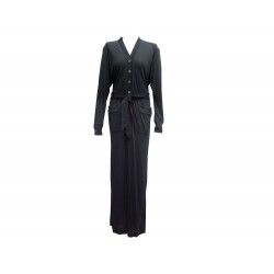 COMBINAISON HERMES T 38 M EN VISCOSE NOIRE MANCHES PANTALON BLACK JUMPSUIT 1950€