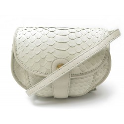 NEUF SAC A MAIN JEROME DREYFUSS MOMO EN CUIR DE PYTHON BANDOULIERE ECRU BAG 740€