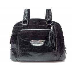 NEUF SAC A MAIN LANCEL ADJANI GM 42 CM EN CUIR FACON CROCO NOIR HAND BAG 1360€