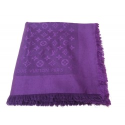 ETOLE LOUIS VUITTON CHALE MONOGRAM EN SOIE & LAINE VIOLET SILK WOOL SHAWL 400€