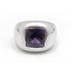 BAGUE BOUCHERON CABOCHON T 48 EN OR BLANC SERTI PIERRE AMETHYSTE 16GR RING 1490€