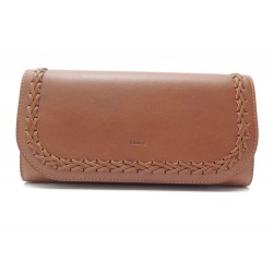 NEUF PORTEFEUILLE LONG CHLOE HUDSON EN CUIR MARRON PORTE MONNAIE SAC WALLET 375€